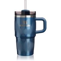 Stanley Quencher H2.O Fluted Tumbler nerūdijančiojo plieno puodelis su šiaudeliu mažas Glacial Blue Shine 590 ml