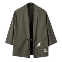 Siuvinėjimas Haori kimono Harajuku japoniško stiliaus plius dydis vyriškas samurajų kostiumas jukata azijietiški drabužiai kardiganas moteriškas švarkas S žalia