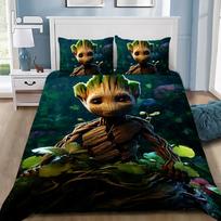 Cute Groot Duvet Cover Pillowcase 2/3pcs Bedding Set Adult Boy Girl Bedroom Decoration Children Gift Single Double Large Size EU Single(135*200cm)3pcs