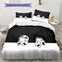Cute Cartoon Son Goku Pattern Bedding,Quilt Set Quilt Cover Pillowcase Home Birthday Gift (1 * duvet cover + 2 * pillowcase, without core) 135x200cm