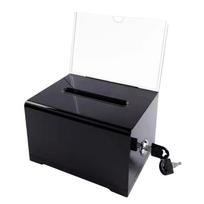 Acrylic Ballot Box With Lock and Sign Holder Donation Box Plastic Container Tip Jar  School juoda