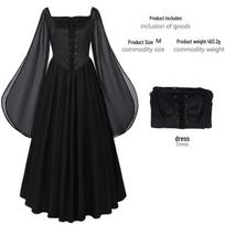 Renaissance Women's Pirate Dress with Slit Flared Sleeves - Medieval Elf Fairy Style 2XL