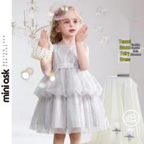 ASK JUNIOR French Style Girls' Sleeveless Princess Dress 100 sidabras