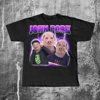 John Pork Funny Dank Memes T-shirt, Brainrot Shirt, Unhinged Clothes M