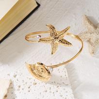 New Bohemian Style Open Arm Ring Starfish Gold Color Arm Bracelet Simple Adjustable Cuff Bracelet Jewelry Gift