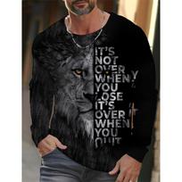 Fashion Lion Graphic 3D Full Print clothing Vintage Men Long Sleeve t-shirt for Men Casual Top Fashion Trackwear Lion Animal S