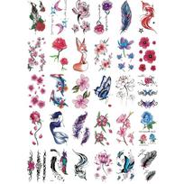 temporary tattoo Flower Fake Tattoo Legs Arm Body for Women Tattoo Sticker 30 Sheets Butterfly  Home 30 sheets įvairiaspalvis