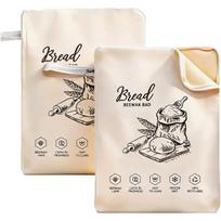 Beeswax Bread Bag with Zipper, 2 Pack Reusable Homemade Sourdough Food Beeswax Lining Bread Bags with Handle, 17x13 Inch Food Storage Keep Fresh Bread 1 smėlis