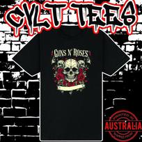 Guns N Roses Band Shirt ~ Premium Black Gildan Cotton Tee Unisex T-Shirt S įvairiaspalvis