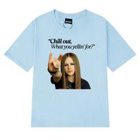 Hot Singer Avril Lavigne Chill Out Graphic print T shirt 2025 Unisex Women Fashion Y2k short sleeve Tshirts Unisex 100 Cotton Top S