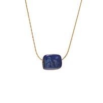 Malachite Western Country Necklace Square Bohemian Style Choker Turquoise Necklace  Girls Couple tamsiai mėlyna spalva