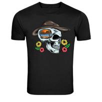 Skull Cowboy Hat Sunset Beach Vintage Graphic T-Shirt S įvairiaspalvis