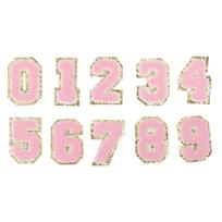 10pcs Glitter Sequins Number Patches Pink Pink Glitter Patches Chenille Patches  For Jacket