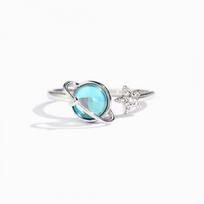 Besisukantis planetos Fidget žiedas moterims nuo nerimo streso mažinimo suktukas piršto žiedas adjustable open band white