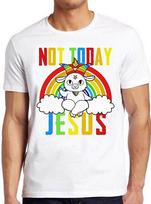 Not Today Jesus Rainbow Goat Satan Funny Meme Hilarious Gift Tee T Shirt M674 S įvairiaspalvis