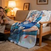 Throw High-Density Short Plush Blanket For Sofa Nap Air-Conditioned Room Soft Skin-Friendly Gawr Gura 130x150cm