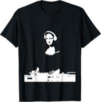 Mona Lisa DJ Art - Funny EDM Techno Rave Music T-Shirt S įvairiaspalvis