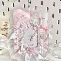 Plushkawaii Kitten Lace Card Holder Idol Display Kpop Photocard Storage Protective Case with Ruffle Trim Bag Charm Pendant rožinė