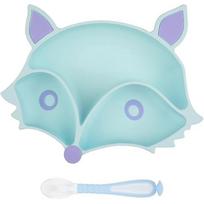 Silicone Baby Plate Suction Cup Non-slip Baby Plate Bpa Free With Spoons For Kids Dishwasher Safe Microwave Placemat High Chair (blue)