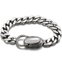 12MM Men's Cuban Link Chain Bracelets for Men Vintage Stainless Steel Hip Hop Jewelry for Man Boys Party Birthday Gifts Husband 20CM sidabras