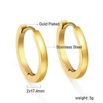 Punk Mini Slim Small Huggie Hoop Earrings for Women Men Gold Color Stainless Steel Round Unisex Ear Piercing Jewelry