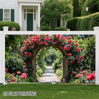 2D Flat Printing Rose Arch Backdrop, Romantic Garden Path Photography Background for Events 47.2x31.5inch/120*80cm