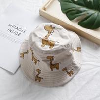 1PC Cartoon Giraffe Baby Hat Bucket Cap Summer Kids Casual Sun Hat Cotton Children Panama Caps smėlis