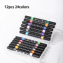Ryškus perlamutrinis fluorescencinis rašiklis Studentams Dažymui ant akmenų, kortelių gamybai, scrapbooking 12pcs 24colors