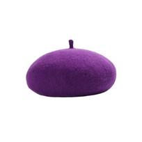 Plush Women Wool Berets Keep Warm British Beanie Hat Comfortable Artist Hat  Winter violetinė
