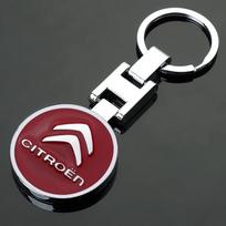 Metal Round Car Keychain Emblem KeyRing Pendant For Citroen C3 C5 Aircross C5X C4 Cactus Picasso e-C3 e-C4 C-Crosser C6 Celysee raudona