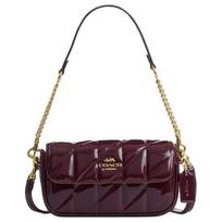 COACH Hailey 20 Embossed Flap Bag Cowhide Shoulder Bag Small Women's Dark Burgundy raudona