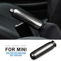 Dry Carbon Fiber Car Handbrake Grip Covers For MINI Cooper R55 Clubman R56 R57 R58 R59 R50 R53 Interior Trim Accessories real carbon fibre&for Mini R56 06-13