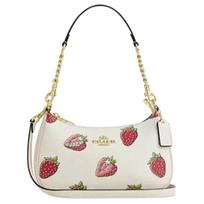 Coach Teri 24 Strawberry Print Coated Canvas Crossbody Shoulder Bag Medium Women Bags Chalk-White CAL62-IMCAH Basic Set (Bag+Dust Bag)