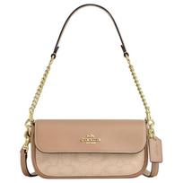 COACH Hailey 20 signature print coated canvas and leather shoulder bag small women's natural color and brown ruda