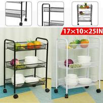 3 removable shelves kitchen shelves trolley living room multi-tier storage rack with wheels bathroom space-saving shelve Black iron New balta
