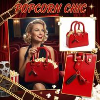 Popcorn Bucket Shaped Handbag with Structured Design and Dual Handles for Everyday Use and Special Occasions one size raudona