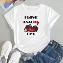 Funny Graphic T-shirt I Love Analog FPV Drone Racing Pilot Quadcopter Unisex Tee 2XL