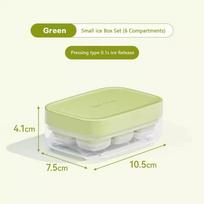 Practical 6Grid Ice Tray Mold Easy Release Press Type Ice Cube Tray Food Grade Silicone Press Ice Cube žalia