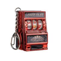Mini Gambling Slot Machine Key Chains Creative Arcade Pocket Fruit Lucky Jackpot Gadget Antistress Toy Funny Games Keychain Ring raudona