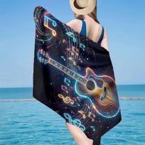 Neon Guitar Melody Beach Towel, Super Soft Microfiber, Gift for Her/Him, Birthday, for Pool, Beach, Travel, Home Decor Fan gifts 70cmx140cm(27x55inch)