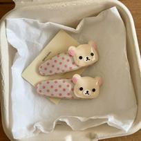 Kawaii Rilakkuma Lazy Bear Hair Clip Cute Polka Dot BB Clip Angel Wing Hairpin Versatile Hair Accessories Birthday Gifts rožinė