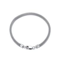 EFFIE QUEEN Chunky Link Chain Mesh Bracelet 925 Sterling Silver Minimalist Stackable Mesh Chain on Hand Jewelry Unisex Gift SB65 16.5cm