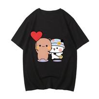 Kawaii Bear Panda Bubu And Dudu T Shirts Holding Hands With Love Balloon Print Tee-shirt 100% Cotton Tshirt Oversize Boys/Girls O-Neck  Tees Fashion XS juoda