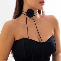 Perdėtas romantiškas didelis rožės žiedas raktikaulio grandinėlės vėrinys moterims Kpop reguliuojama kaspinė virvelė Choker cirkonas Y2K aksesuarai