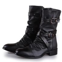 Net Red Live Men 'S Shoes Korean Version Of Vibrato Fast Hand Martin Boots Trend British Shoes Pointed High State Leather Boots 37 juoda