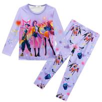 Kids Girls K-POP Rumi Mira Zoey Print Long Sleeves T-Shirt Top Pants Trousers Pajamas Sleeping Sleepwear Sets 110cm