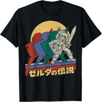The Legend Of Zelda Retro Link Kanji Portrait T-Shirt - Black, Adult, Male, Short Sleeve, T-Shirt, Legend Of Zelda, S S juoda