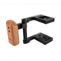 HDRIG BMPCC Half Frame Camera Cage with Wooden Handle, Model 1393 juoda