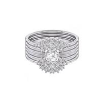 Swarovski Multi-Layer Set Silver Ring Women rings White 5513973+5513981+5508874 Box (Random Color),55