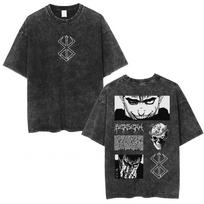 Japanese Anime Berserk Guts Vintage Washed T Shirt Swordsman Gatsu Sacrifice Zodd Tshirts Men Women Cotton Casual TShirt Tops S